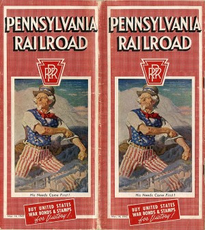 Pennsylvania Railroad Schedule Booklet Advertising War Bonds